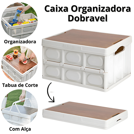 Caixa Organizadora Com Tampa Cesto Organizador Grande Dobravel Empilhavel Multiuso Camping Caicha