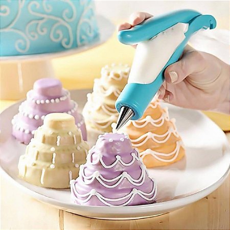 Kit Caneta decoradora Icing Pen + Saco + Bico Decor Confeitaria Bolos e Cupcakes Simples