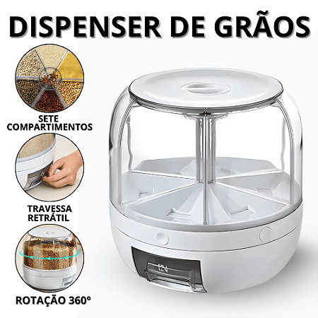 Dispenser De Alimentos Giratório Dispensador De Arroz Rotativo Organizador De Grãos Cozinha Casa