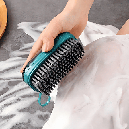 Escova De Limpeza Multifuncional Escovinha De Lavar Roupa Porta Detergente Sabão Cozinha Banheiro