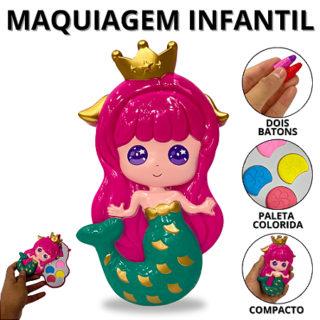 Maquiagem Infantil Sereia Make De Criança Maquiagens De Crianças Estojo de Makes Menina