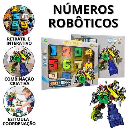 Blocos De Montar Robô Robo Brinquedo Infantil Transformers Brinquedos Grande Interativo Números Criança