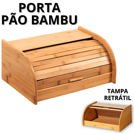 Porta Pão De Bambu Grande Guarda Pao Frances Organizador De Pães Cesto De Paes Com Tampa Bolo