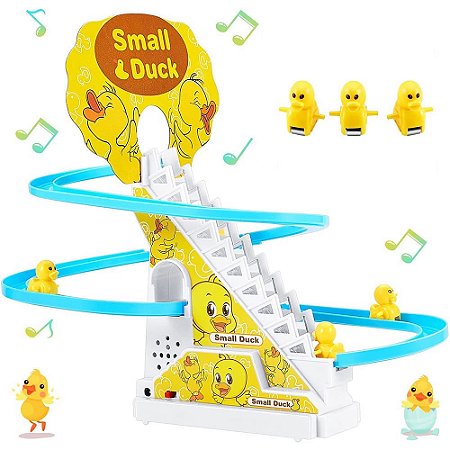 Pato De Brinquedo Educativo Pista Playground Patinho Sobe Escada Som Luz Escalada Crianças Musical Infantil Tiktok Bebê
