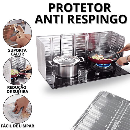 Defletor De Oleo Protetor De Fogão Lavável Anti Respingo Fritura Gordura Placa Aluminio Cozinha