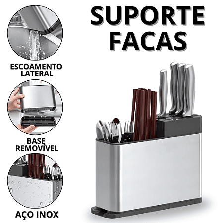 Porta Facas De Cozinha Escorredor De Talheres Inox Suporte Talher Pia Escorredores De Louça Faca