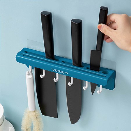 Suporte De Parede Para Cozinha Porta Utensílios Parede Adesivo Com Gancho Multiuso Facas Concha Espatula Colheres Talheres