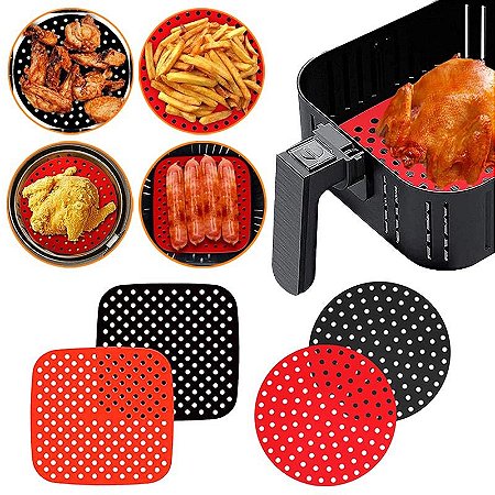 Tapete Air fryer Silicone Anti Aderente Protetor Fritadeira Elétrica Sem Óleo Forro Flexível Quadrado Cozinha Não Gruda