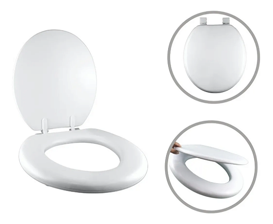 Tampa Vaso Sanitario Almofadada Universal Assento Oval Branca Banheiro