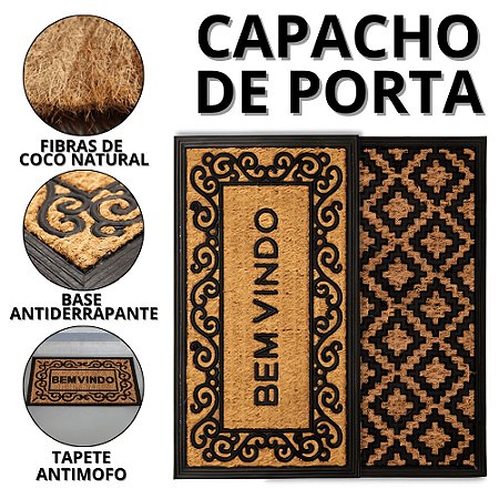 Capacho De Porta Fibra De Coco Tapete Entrada Casa Antiderrapante Tapetes Decorativos Seja Bem Vindo