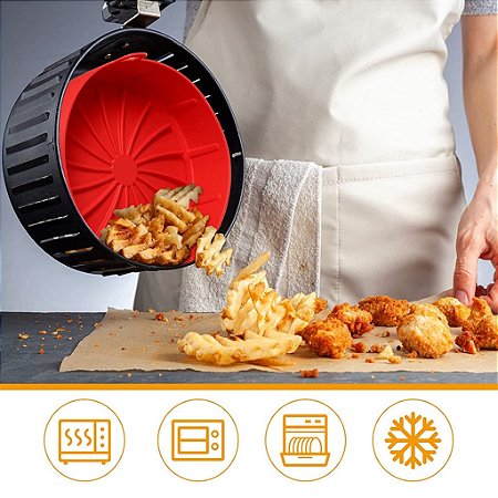 Forma De Silicone Para Air Fryer Reutilizável e Lavável Protetor Fritura Cesto De Cozimento Assadeira Cozinha Altas Temperaturas