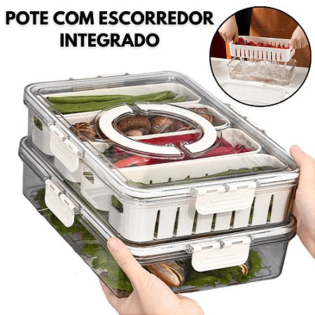 Organizador De Geladeira Kit Potes Hermeticos Escorredor Multiuso Transparente Cesto De Cozinha Alimentos Carnes Legumes