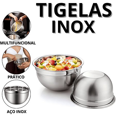 Bowl Inox Fundo Tigela De Salada Grande Bacia De Cozinha Conjunto Tijela Tijelas Aço Saladeira Casa