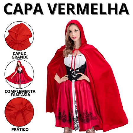 Capa De Bruxa Com Capuz Fantasia Carnaval Feminina Vampiro Acessórios Fantasias Masculinas Halloween