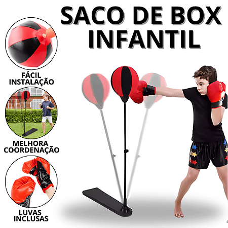 Saco De Boxe Com Luvas Infantil Kit De Box Completo Luva De Treino Brinquedos Esportivos Criança