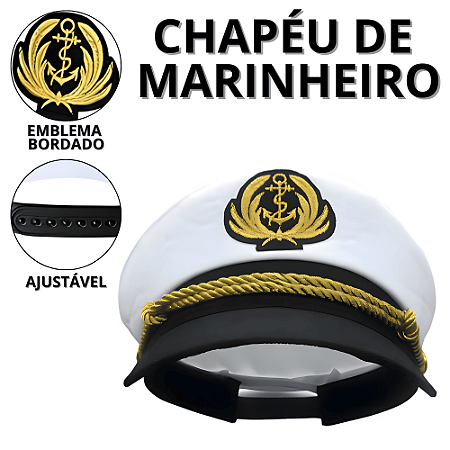Chapéu Marinheiro Branco Fantasia Carnaval Feminina Adulta Chapeu Marujo Infantil Masculino Capitão