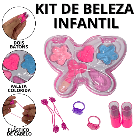 Maquiagem Infantil Paleta Acessórios De Cabelo Menina Make De Criança Maquiagens De Crianças Batom