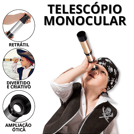 Luneta Telescópica Infantil Telescópio Pirata Telescopio Monocular Brinquedo De Criança Piratas