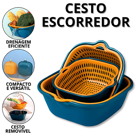 Escorredor De Macarrão Grande Cesta De Drenagem De Alimentos Utensílios Para Cozinha Plástico