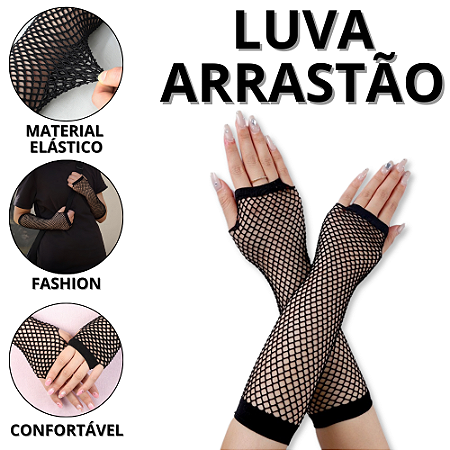 Luva Arrastão Longa Luvas Arrastao Fantasia Carnaval Femininas Fantasias Acessórios Cosplay Festas