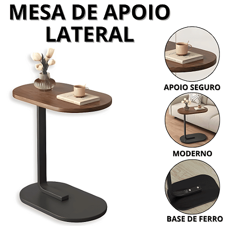 Mesa De Canto Lateral Mesinha de Apoio Para Quarto Meza Industrial Sala Decoração Móveis