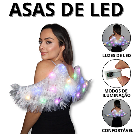 Asas De Anjo Com Led Fantasia Carnaval Feminina Anjinho Fantasias Femininas Acessórios Festa