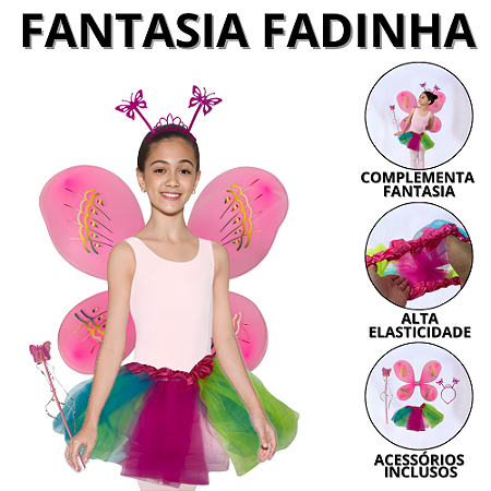 Fantasia Carnaval Feminina Fada Asa De Borboleta Infantil Fantasias Infantis Acessórios Fadinha