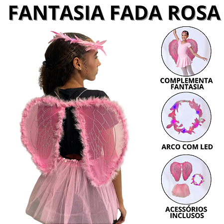Fantasia Carnaval Feminina Fada Asa De Borboleta Infantil Fadinha Led Fantasias Infantis Acessórios