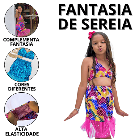 Fantasia Carnaval Feminina Sereia Biquini Infantil Com Saia Fantasias Infantis Acessórios Calda