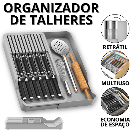 Organizador de Gaveta Cozinha Porta Facas Com Divisórias