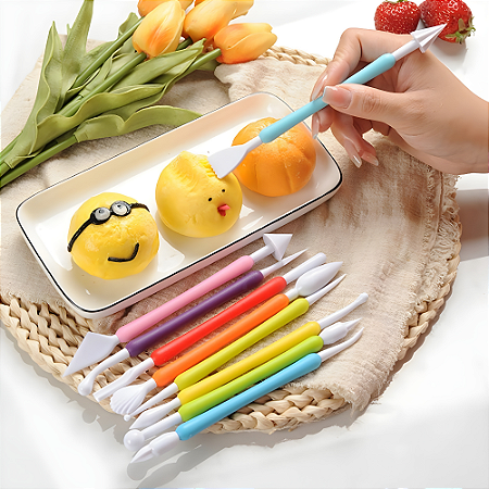 Estecas Para Biscuit Kit Esteca 9 Peças Para Modelagem Confeitaria Pasta Americana Massa Cozinha
