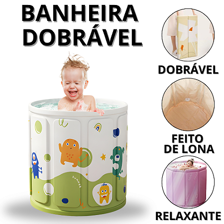 Banheira Dobrável Spa Recuperação Banhera Ofurô Portátil Dobravel Redonda Adulto Criança Multiuso