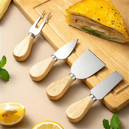 Kit Para Queijos 4 Peças Premium – Essencial para Amantes de Queijo