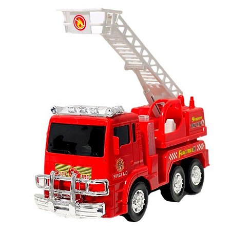 Caminhão de Bombeiro Eletrônico Brinquedo Infantil com Som Luz e Bate-Volta