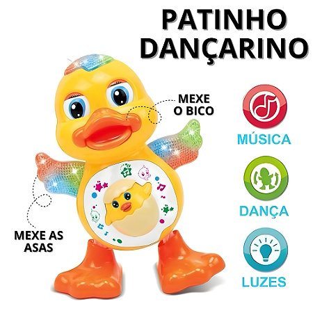 Patinho Dançante Bebê Pato Dançarino Musical Brinquedo Para Bebe Colorido Brinquedos Infantil