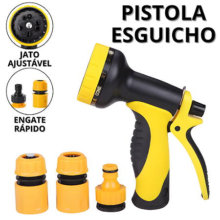 Bico de Mangueira Pressão Ajustável Pistola Pulverizadora Jato de Água para Carro e Jardim