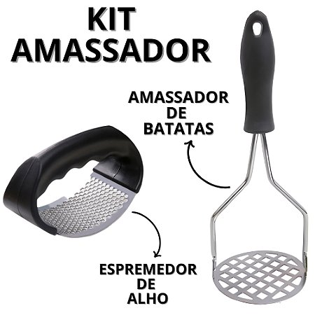 Amassador Batata Alho Manual Espremedor De Legumes Cozinha Aço Inox Multiuso Pratico