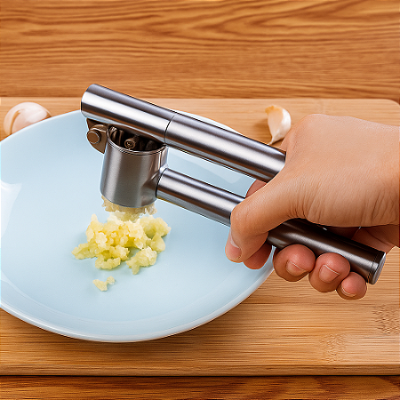 Espremedor De Alho Aço Inox Manual Com Tambor Removível Reforçado