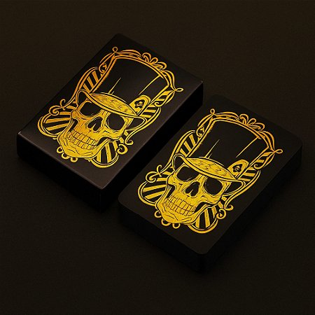 Baralho Preto Dourado Caveira À Prova Dágua Truco Poker