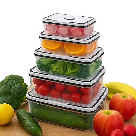 Kit 4 Potes Herméticos Plástico Multiuso Tampa Vedação Alimentos