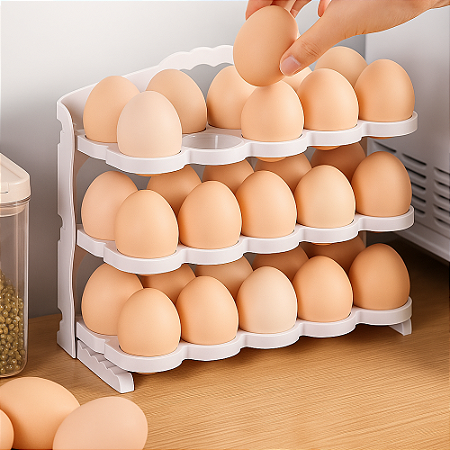 Porta Ovos 3 Andares Organizador para Geladeira e Cozinha