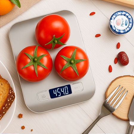 Balança Digital de Cozinha 10kg em Inox Alta Precisão e Compacta