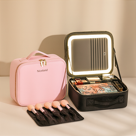 Bolsa de Maquiagem Grande Maleta com Espelho de LED para Maquiadora Profissional