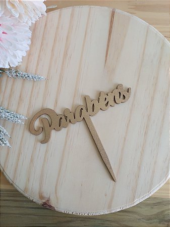 Topo de Bolo Parabéns em Mdf Dourado