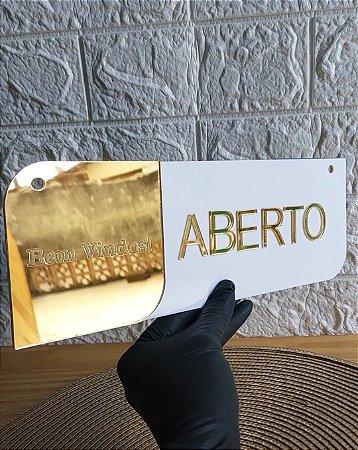 Placa Sinalização Frente e Verso Aberto/Fechado em Acrílico