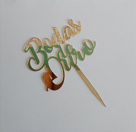 Topo de Bolo Bodas de Ouro em Acrílico