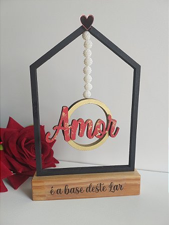 Enfeite Decorativo Casinha na Base com Frase