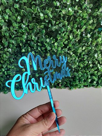 Topo de Bolo em Acrílico Espelhado Merry Christmas