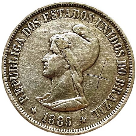 Moeda 500 Réis de 1889 Prata 917 MBC [Escassa] [Brasil/República]