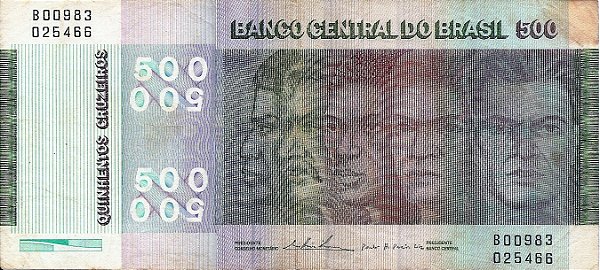 Cédula Brasil 500 Cruzeiros 1979 "RAÇAS" MBC [Brasil/República]